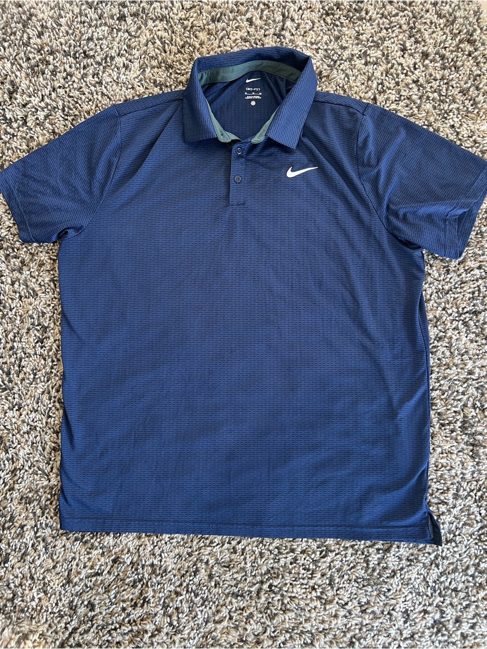 Nike Men's Navy Polo with White Swoosh